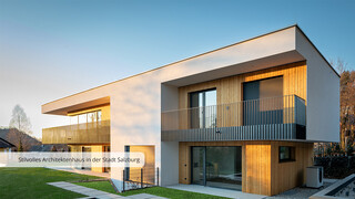 Modernes Einfamilienhaus mit Garten.